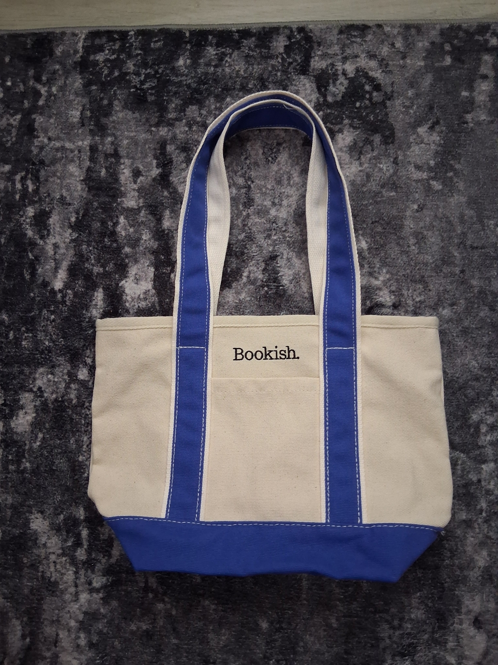 Canvas Tote Bag in Natural and Blue